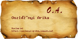 Oszlányi Arika névjegykártya